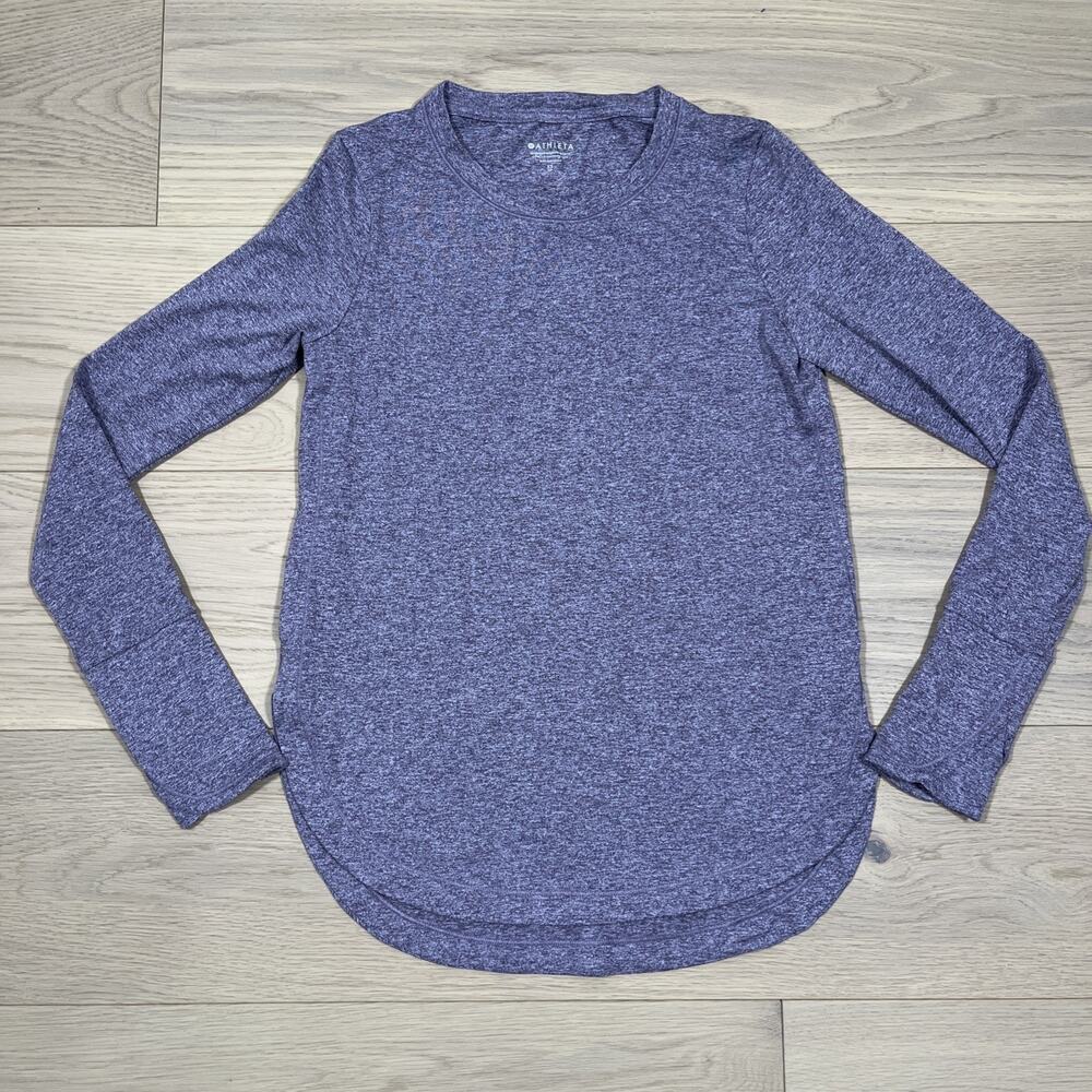 Athleta Womens Sz XS Performance T-Shirt Top Heathered Purple Stretch Athleisure - Picture 1 of 10